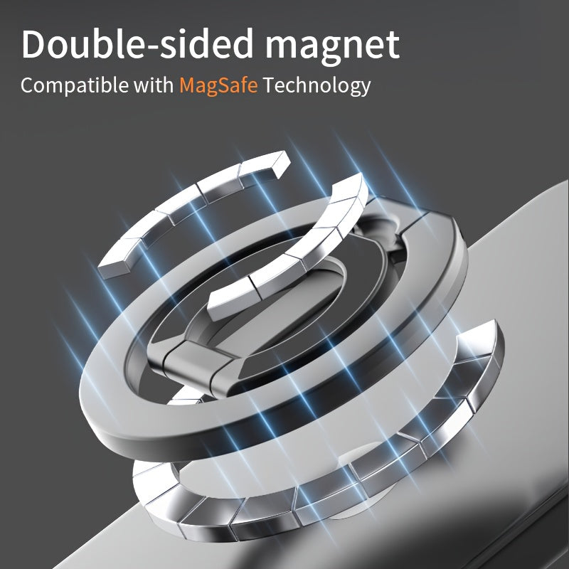 Folding Phone Stand with 360° Rotation and Magnetic Ring Holder for Mobile Support