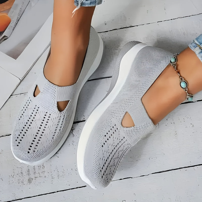 Women's Slip-On Ballet Flats Breathable Knit Casual Shoes