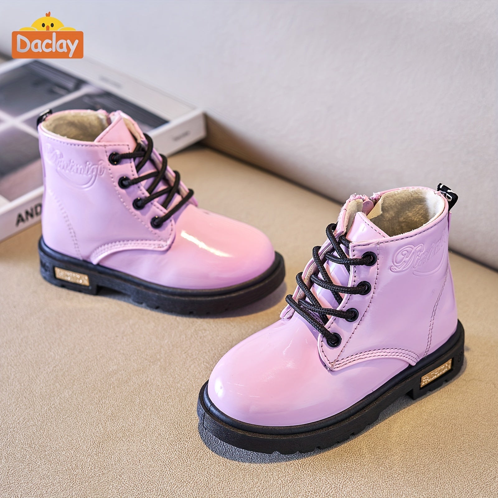 Kids Ankle High Boots Geometric Pattern All-Season Lace-Up Western Style Fabric Lining