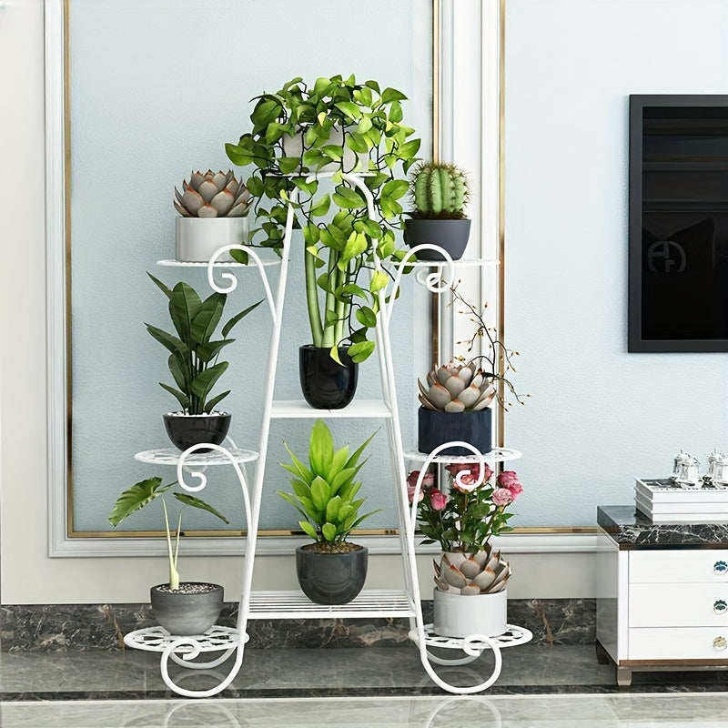 European-Style Metal Plant Stand with 9 Tiers Indoor Outdoor Flower Pot Rack