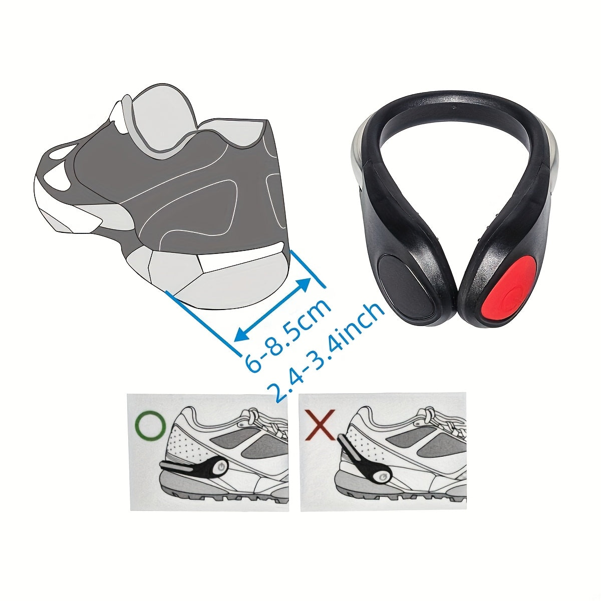 Unisex LED Shoe Light Clips Flashing Shoelaces for Night Running