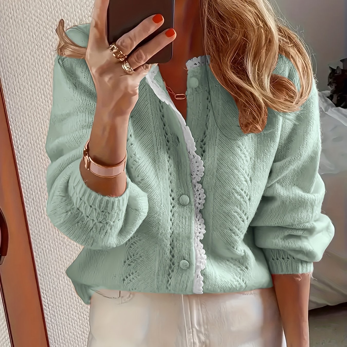 Women Plus Size Casual Cardigan Solid Color Collarless Spring Fall Outerwear