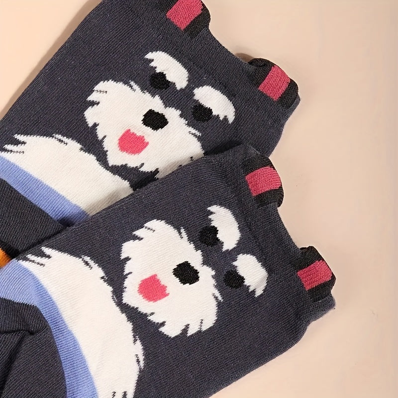 Men's Mid-Calf Socks Large Size Animal Pattern Knit Polyester Harajuku Style 5 Pairs