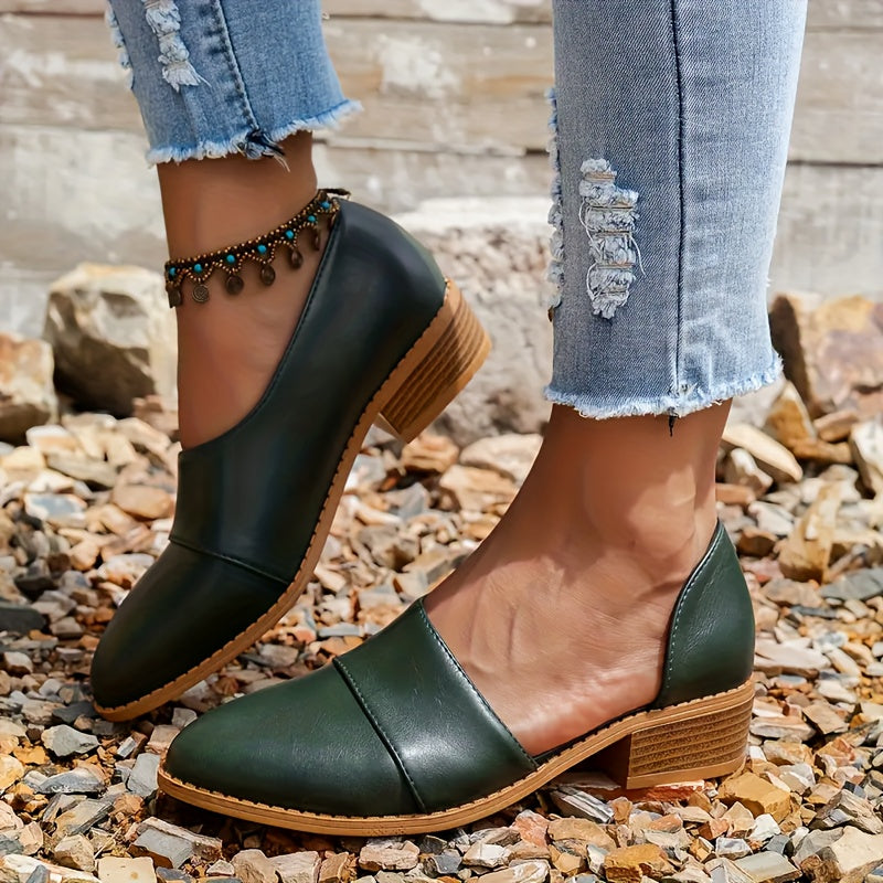 Women's Solid Color Ankle Boots Platform Chunky Heel Faux Leather