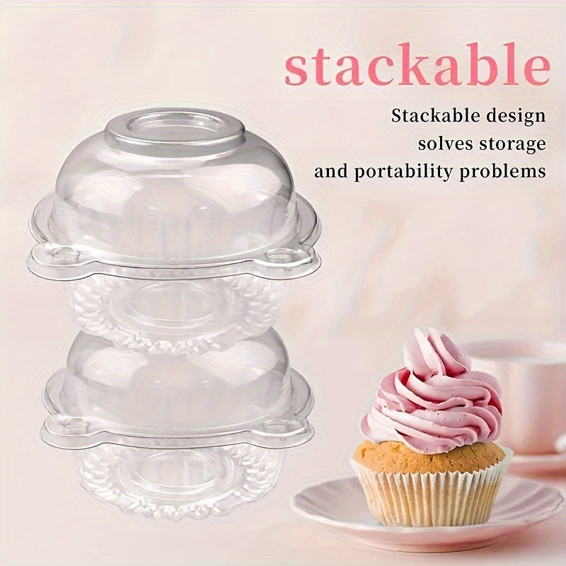 Disposable Plastic Pastry Packaging Boxes for Muffins and Cakes, 25-100 Pack