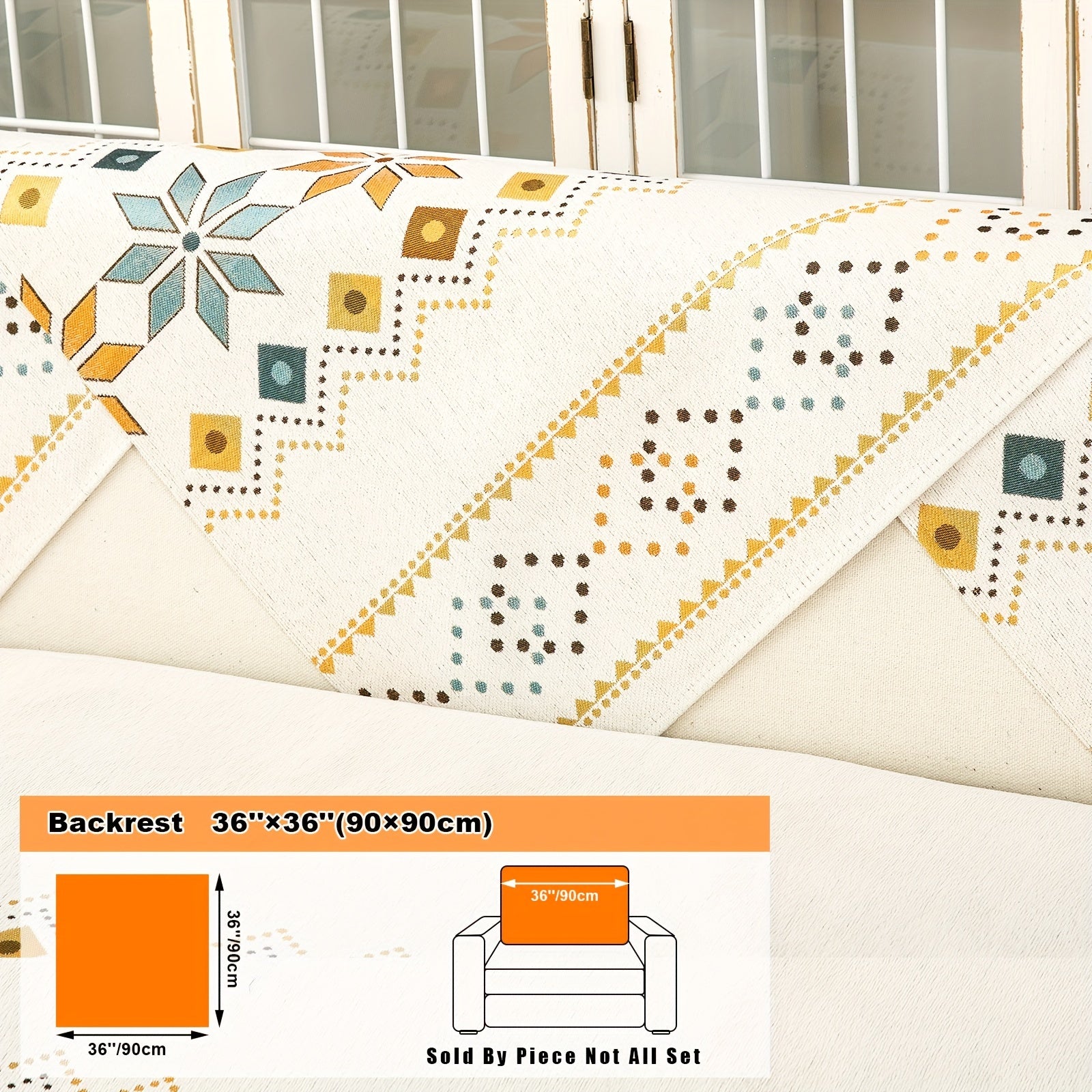 Bohemian Embroidered Sofa Slipcover with Pillowcase and Cushion Covers for Living Room and Bedroom