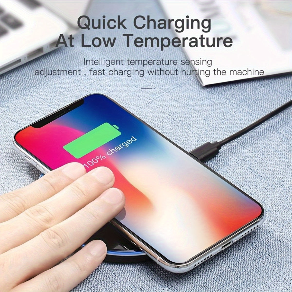 15W Fast Wireless Charger for iPhone and Galaxy Series Slim Design Bedside Office Compatible