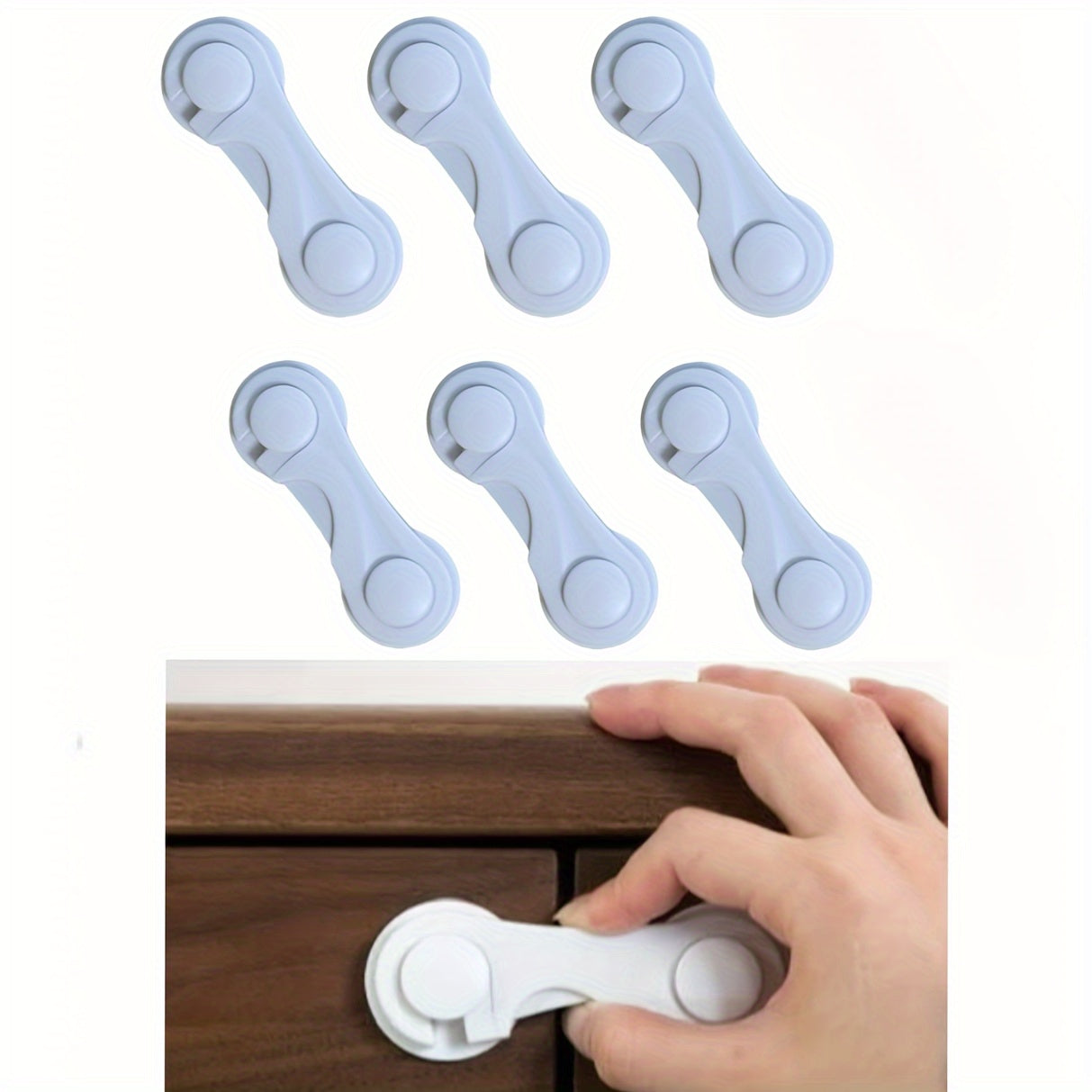 Set of 6 Child Safety Cabinet Door Locks for Drawers Cupboards Fridge and Pantry