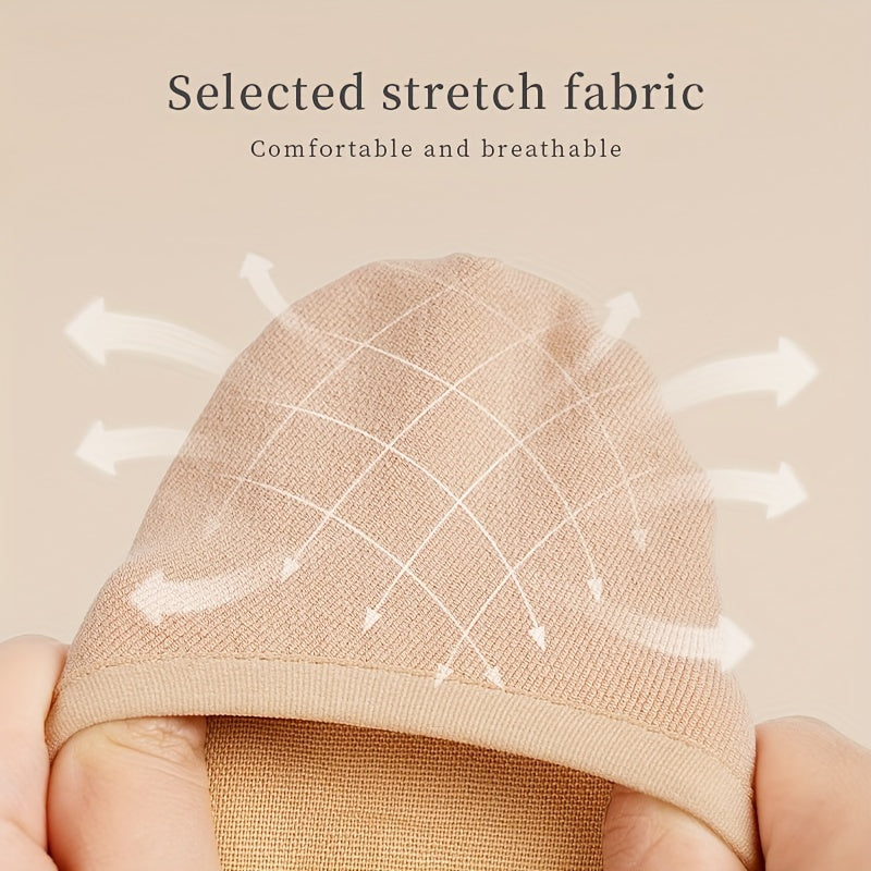 Women's Lightweight Elastic Half-Sole Ballet Shoes Beige Rhythmic Dance Footwear