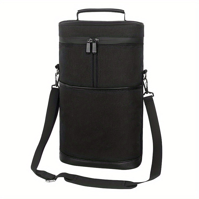 Insulated Wine Bottle Carrier Set for Picnics Camping Beach Trips Black Gray Red