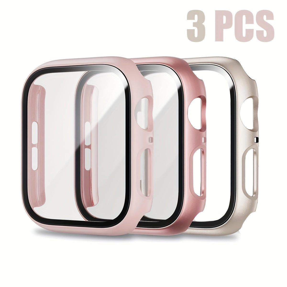 3pcs Apple Watch Cases for Men and Women Sports Leisure PC Hard Tempered Glass Screen Protector