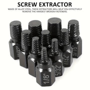 10-Piece Alloy Steel Screw Extractor Set for Damaged Screws Bolts and Studs