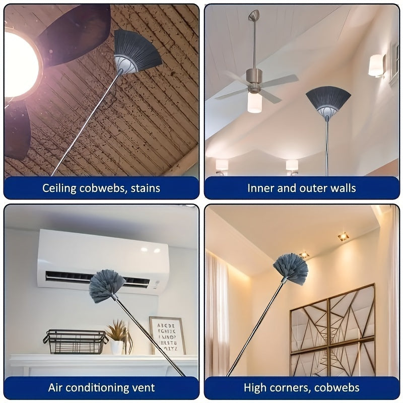 2-in-1 Window Cleaning Brush Set with Extendable 317cm Stainless Steel Pole