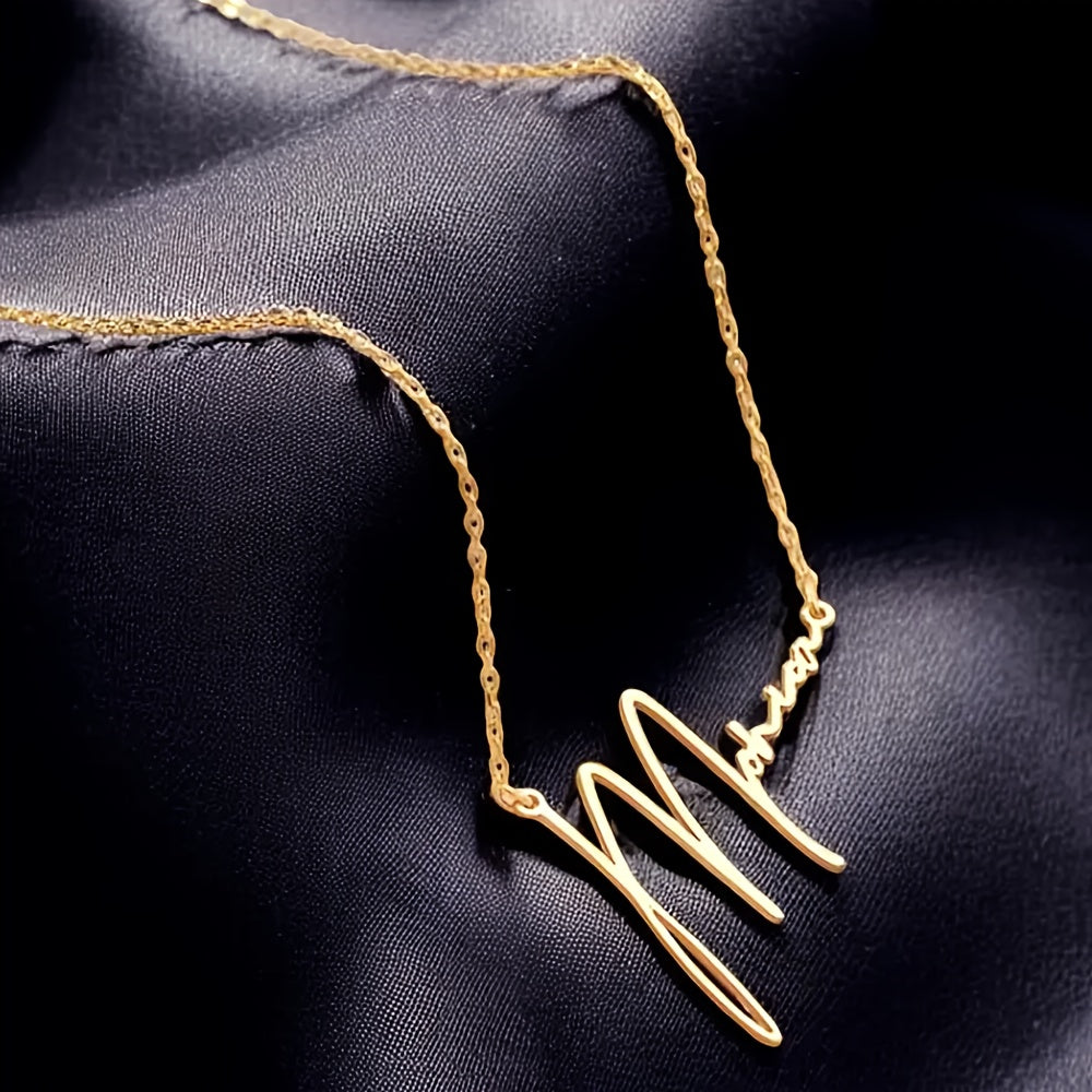 Collar de nombre escrito a mano personalizado en acero inoxidable, joyería boho para ocasiones especiales