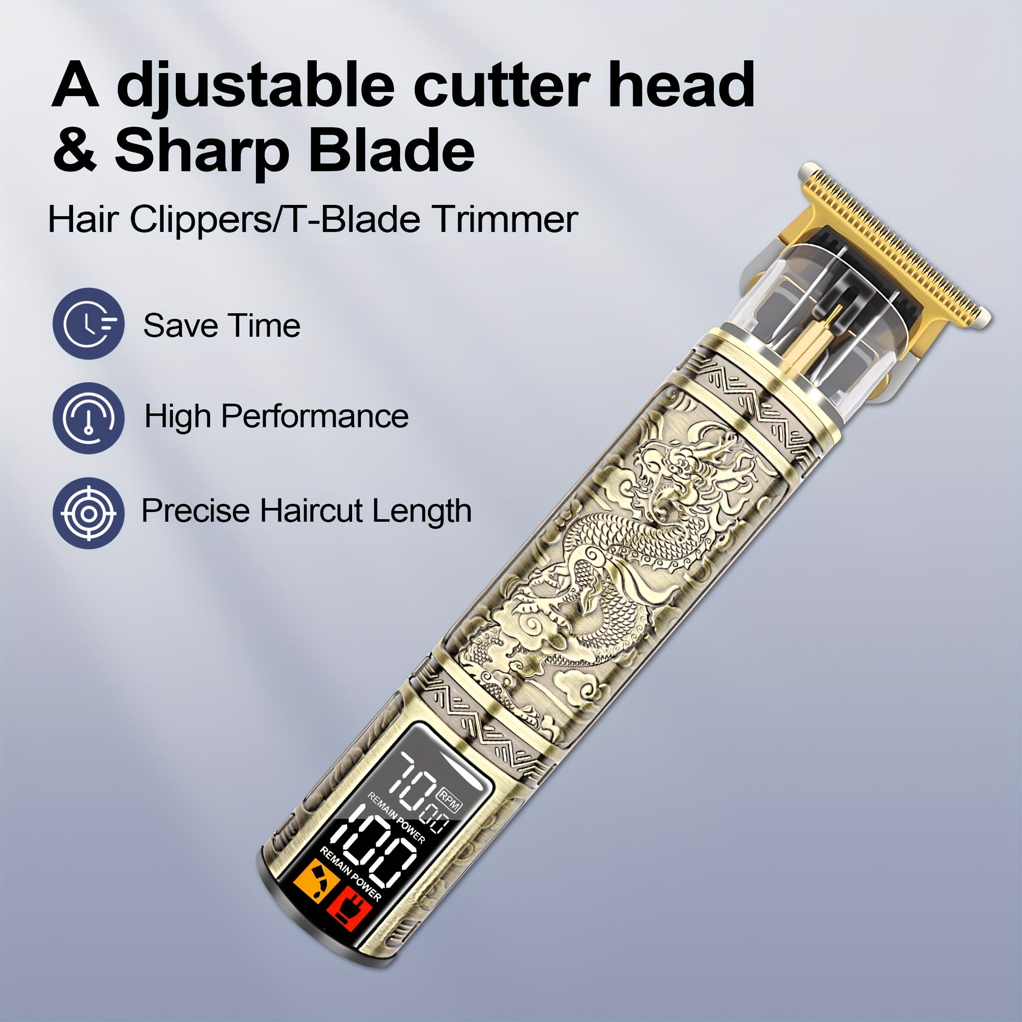 Set de recorte de cabello y barba profesional para hombres de 3 piezas, inalámbrico, con pantalla digital