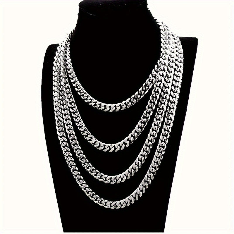 Men's Stainless Steel Necklace and Bracelet Set 10mm Thick Chain Fashion Accessories