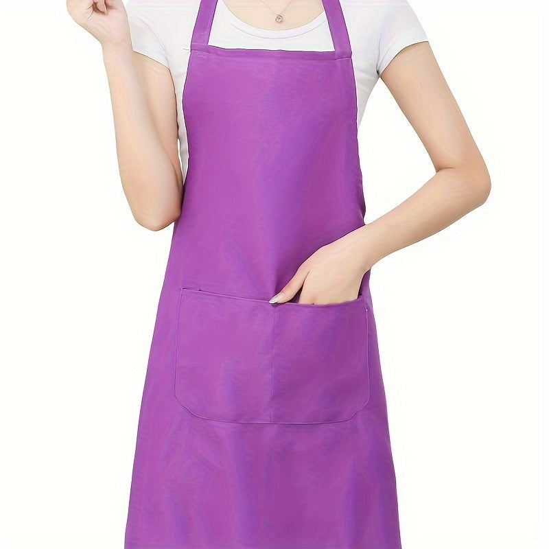 Waterproof Polyester Apron with Pockets for Cooking BBQ and Salon Use in Red Black Pink
