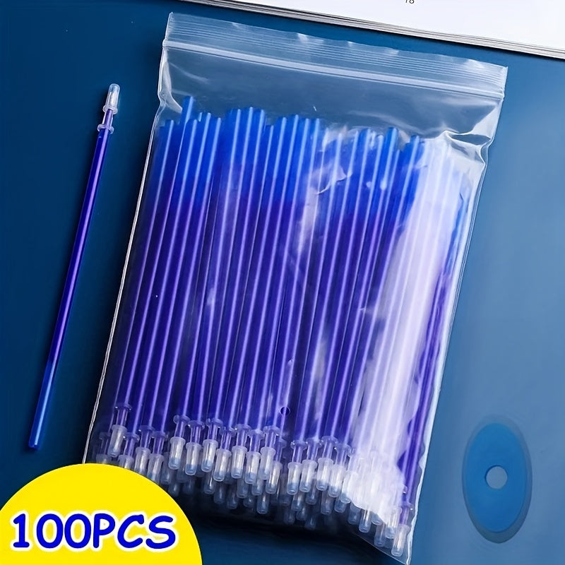 Set of 100 Erasable Gel Pen Refills Blue and Black Ink Fine Point Washable Handle