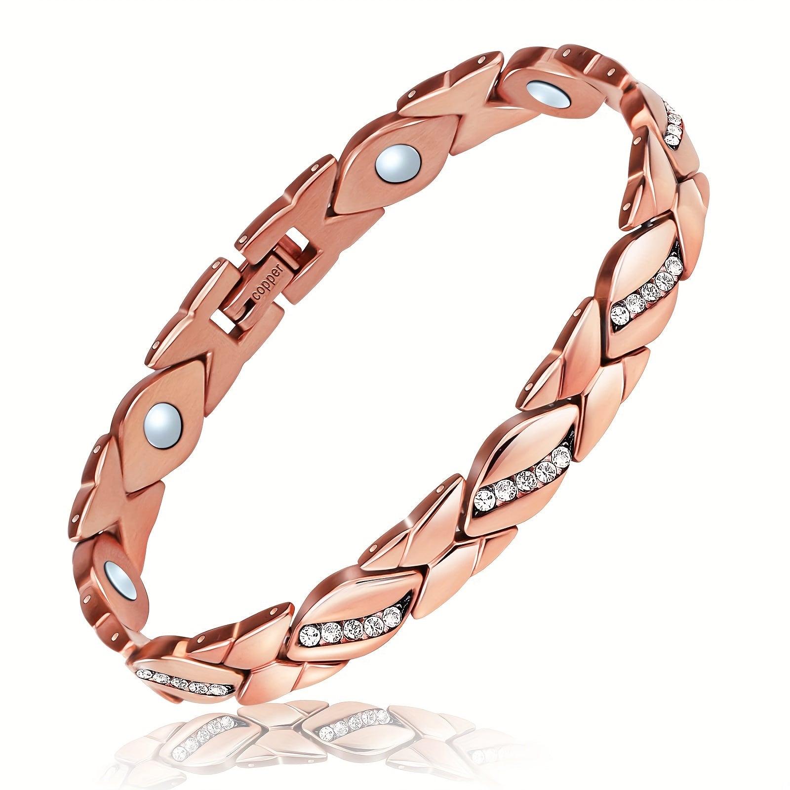 Women’s Copper Bracelets with Magnetic 3500 Gauss Magnets Crystal Jewelry Gift