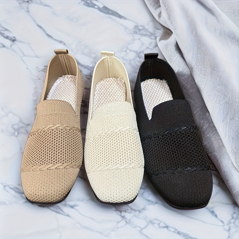 Women's Breathable Knit Slip-On Loafers Casual Flat Shoes | Versatile Comfort