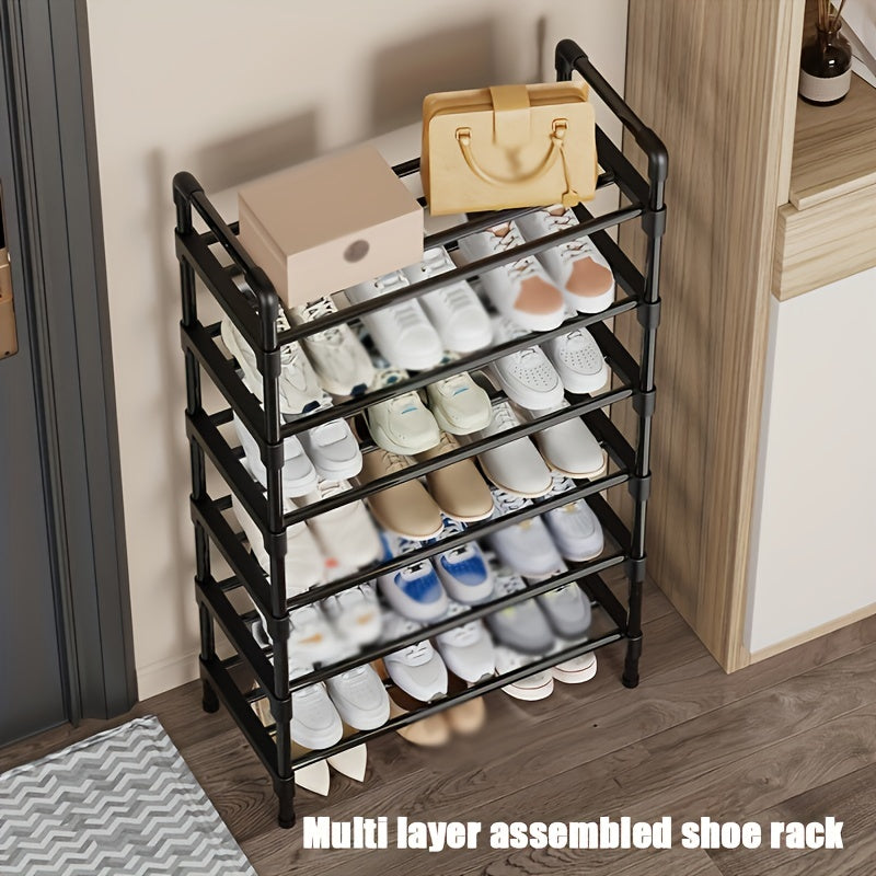 Multi-Layer Shoe Rack Black 1pc Stacking Organizer for Closet Porch Bedroom