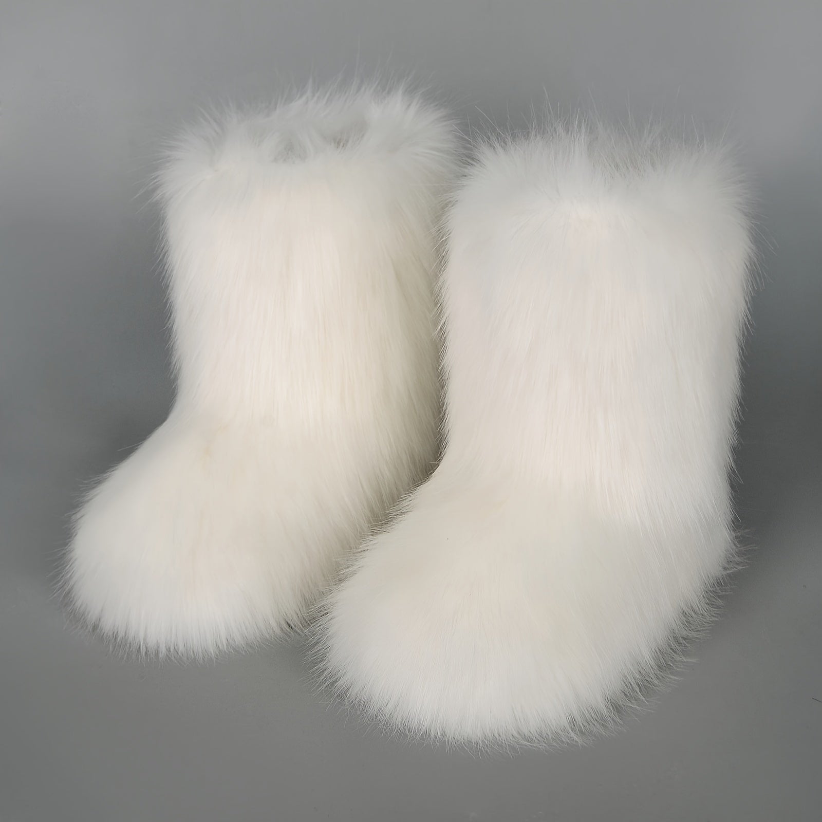 Women's Plush Faux Fur Mid-Calf Boots, Oversized, Harajuku Style