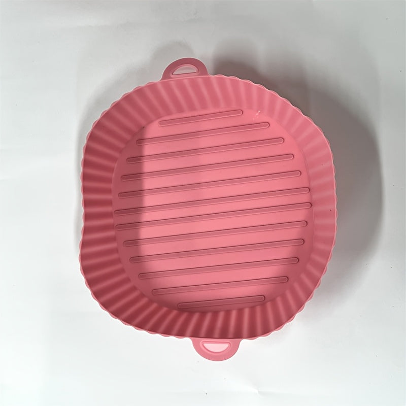 Havo fritöleri uchun silikon pishirish qog'ozi - yopishmaydigan, qayta ishlatiladigan, tutqichli ko'p maqsadli qoplama - 480°F gacha issiqlikka chidamli - plastik idish ushlagichni o'z ichiga oladi