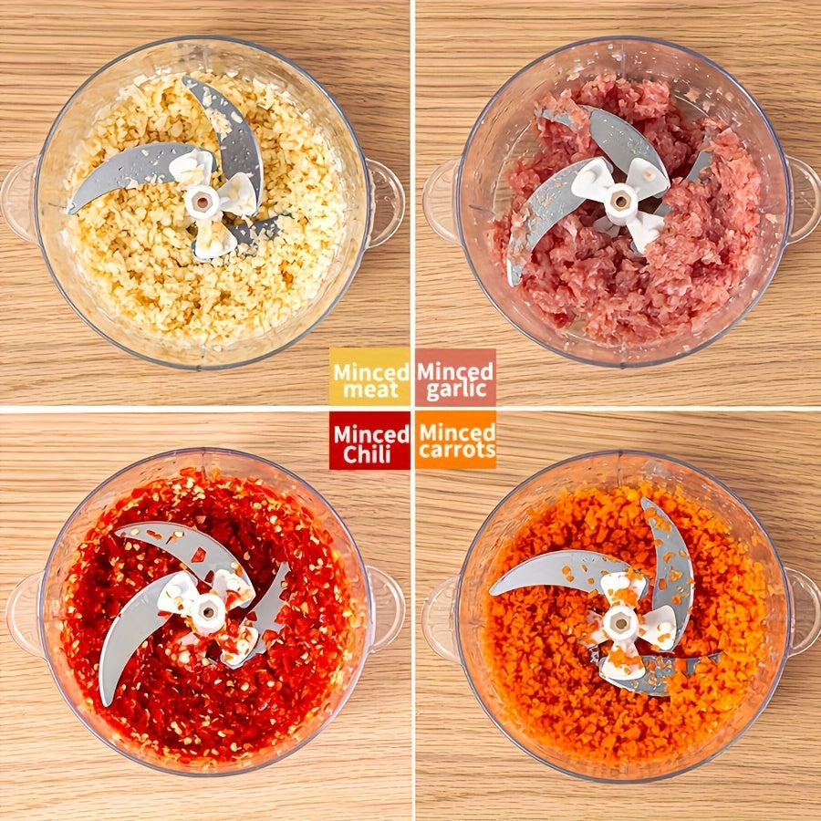 Manual Food Chopper 50oz with Stainless Steel Blades Garlic Press Dicer