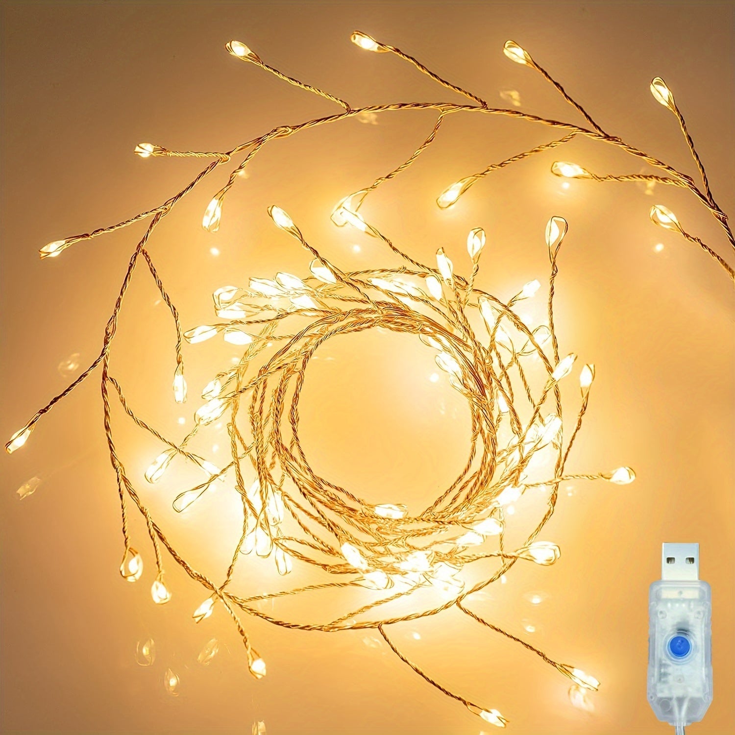 Fairy Lights LED String Lights 298.7cm 100 LEDs Firecracker Starry Effects for Ceiling Wreath Window Christmas Decor