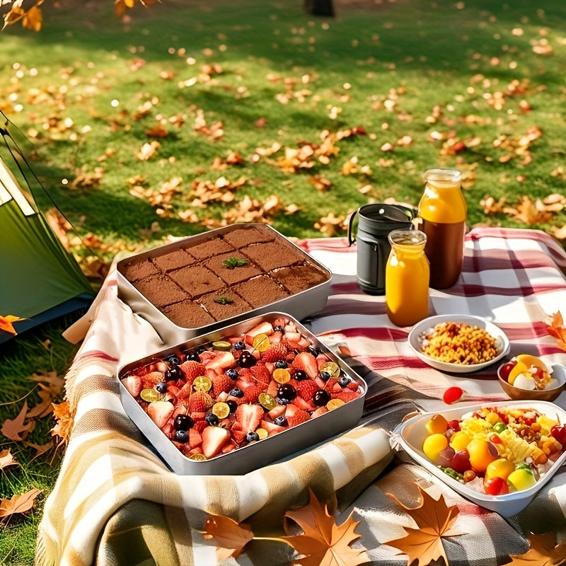 Set of 6 Large Stainless Steel Square Food Storage Containers Leakproof Stackable for Meat Fruits Vegetables