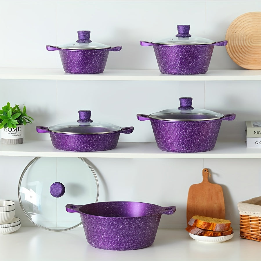 Juego de utensilios de cocina de aluminio duradero, ollas y sartenes antiadherentes para estufa de gas