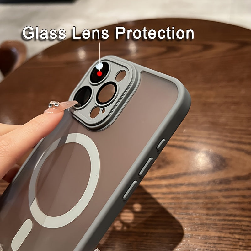 Matte Translucent Shockproof Phone Case for iPhone 11-16 Pro Max and 16 Plus with Camera Lens Protector and Magnetic Wireless Charging