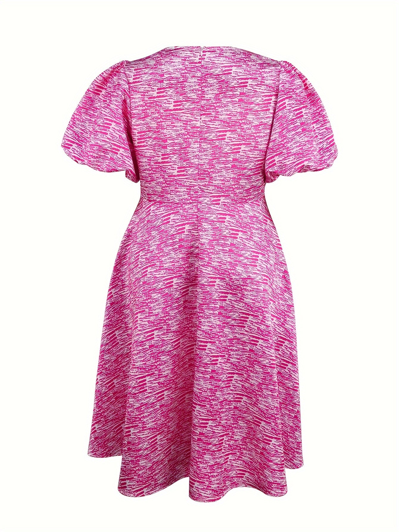 Women's A-Line Dress With Floral Print V-Neck Puff Sleeves Party Wear