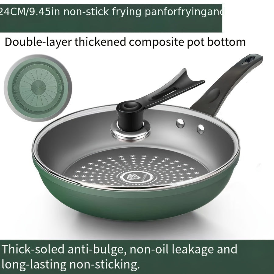 Cast Iron Skillet with Lid 24.13cm Non-Stick Dishwasher Safe Induction Gas Stove