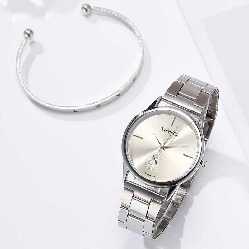Pair of 2 Shiny Quartz Watches for Women and Men Stylish Analog Timepieces