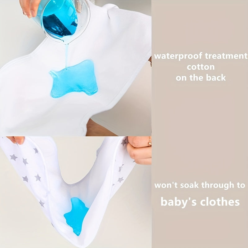 Set of 5 Waterproof Baby Cotton Bibs for Drooling Teething Feeding