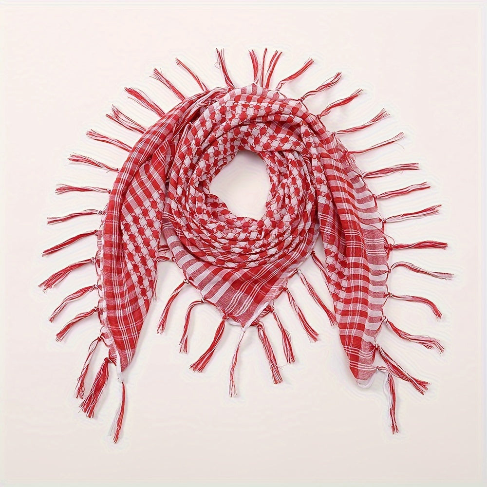 100% Polyester To'qilgan Bo'yin Salliq, Vintage Uslubidagi Taktik Cho'l Arab Bandana Dizayni, Ramazon uchun Mukammal An'anaviy Musulmon Shali. Xususiyatlari: Tekis Bosh Salliq va Kvadrat Hijob.