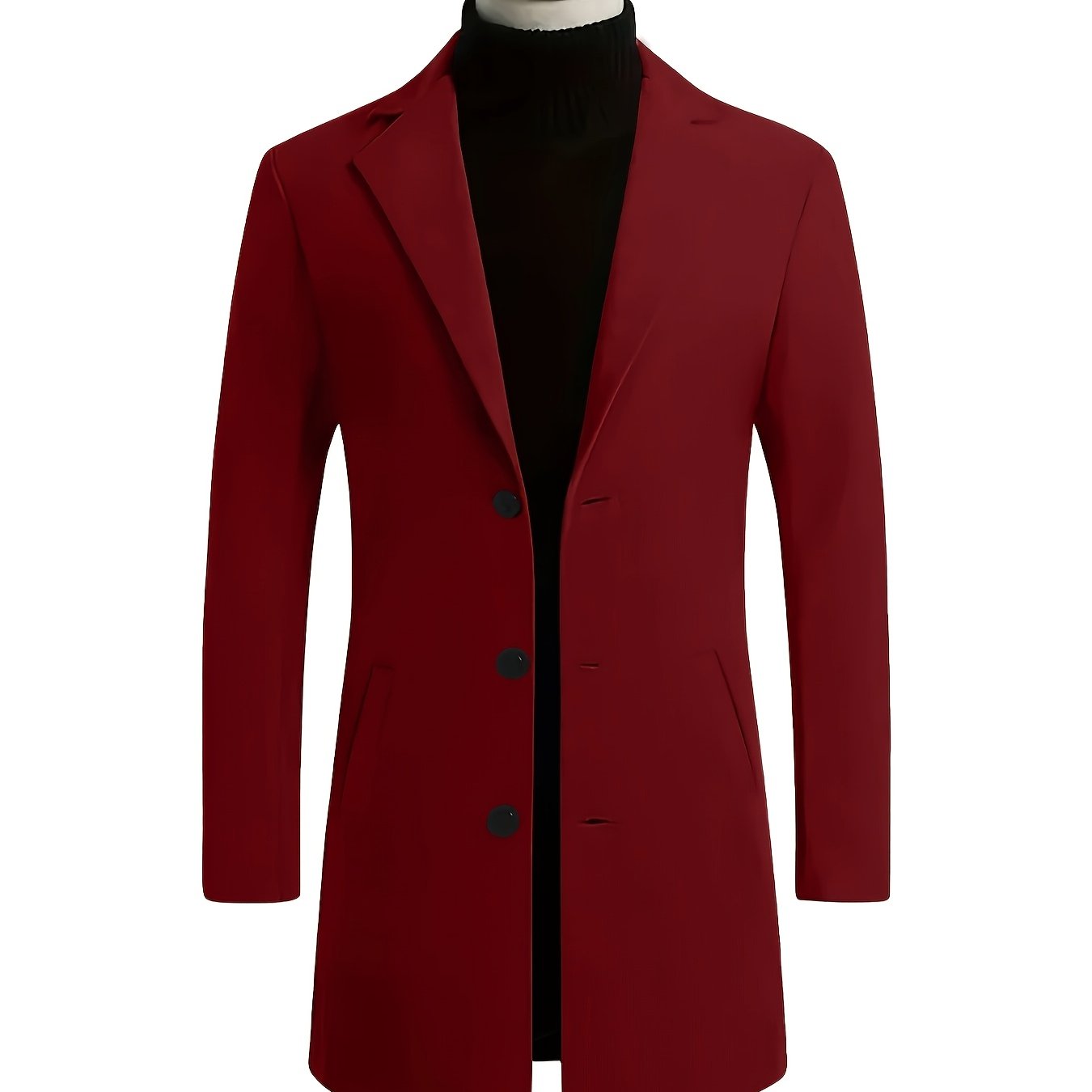 Men's Fall Winter Polyester Solid Color Long Sleeve Lapel Work Coat