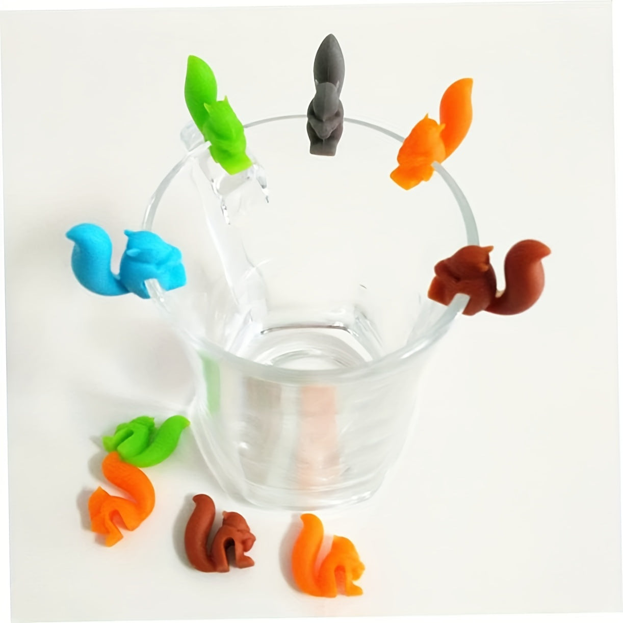 Silicone Squirrel Tea Bag Holder Set, Colorful Drink Accessories, Cup Rim Holder