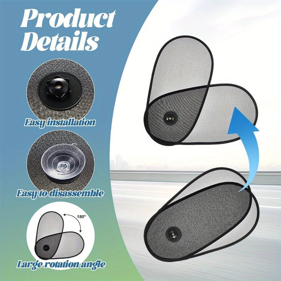 2PCS Adjustable Sunshade Panels for Car Windows UV Protection Heat Insulation PVC