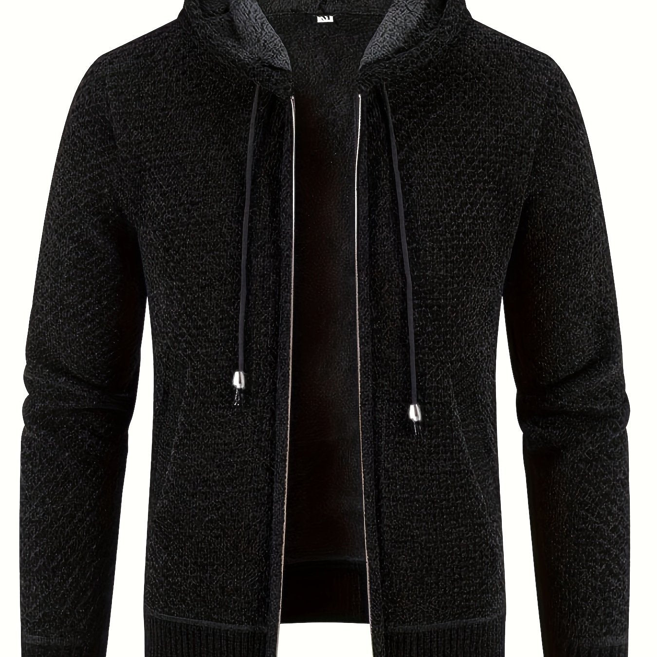 Men's Fish Scales Knit Cardigan with Hood Pockets Long Sleeve Fall Winter Polyester