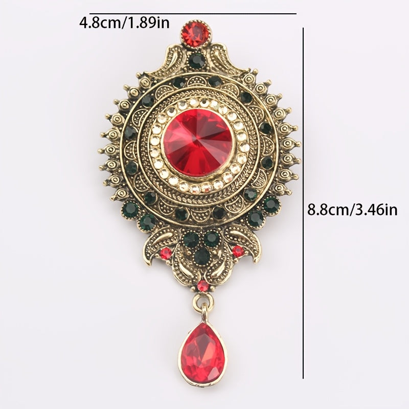 Broche de aleación con pedrería bohemia, cristales y perlas falsas para vestidos y bufandas