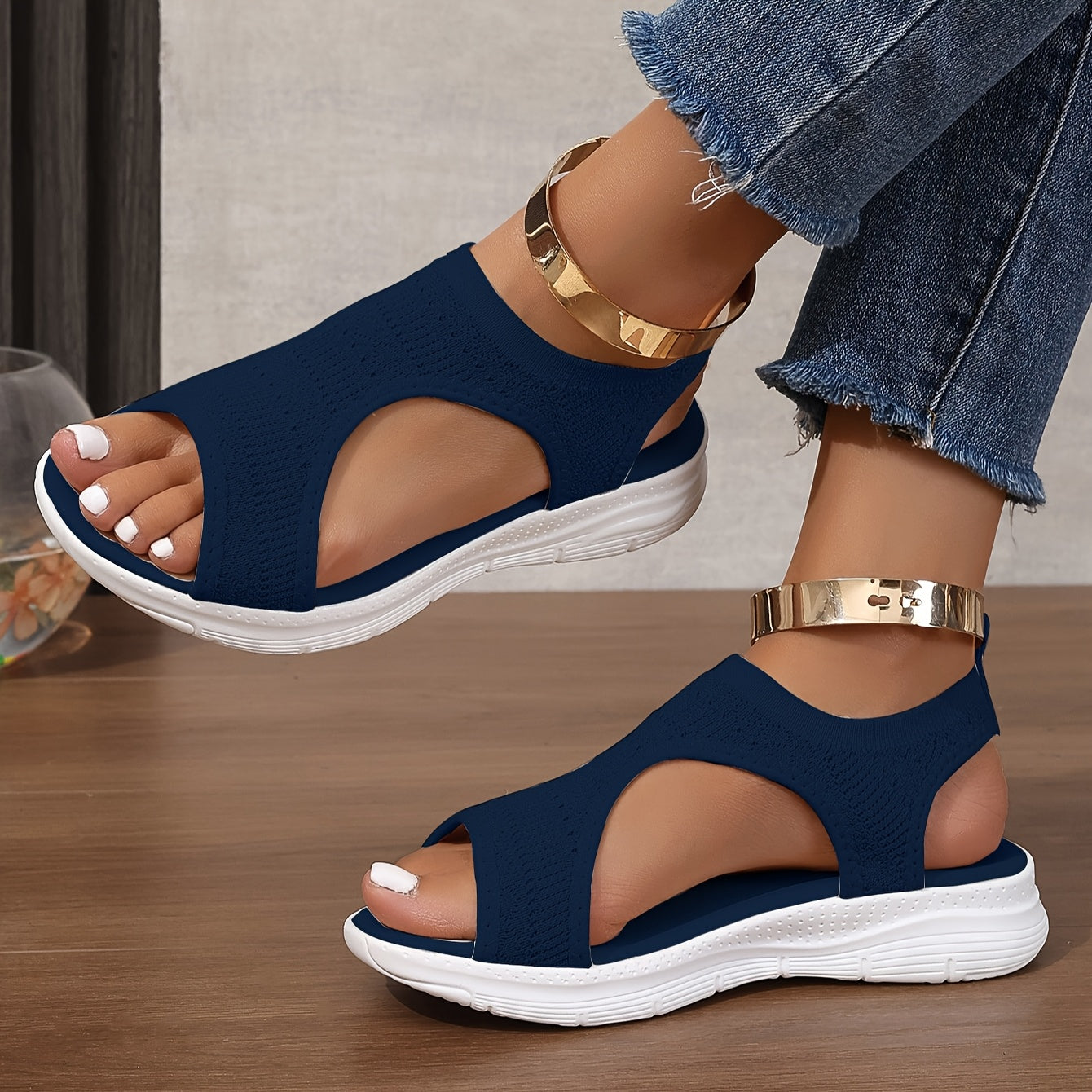Women’s Mesh Slip-On Sneakers Casual Breathable Summer Open-Toe Low-Top