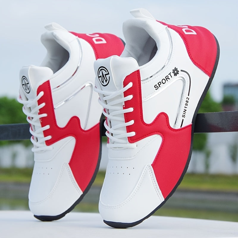 Unisex Sports Sneakers with PU Upper Fabric Inner Rubber Sole All-Season Casual Running Shoes