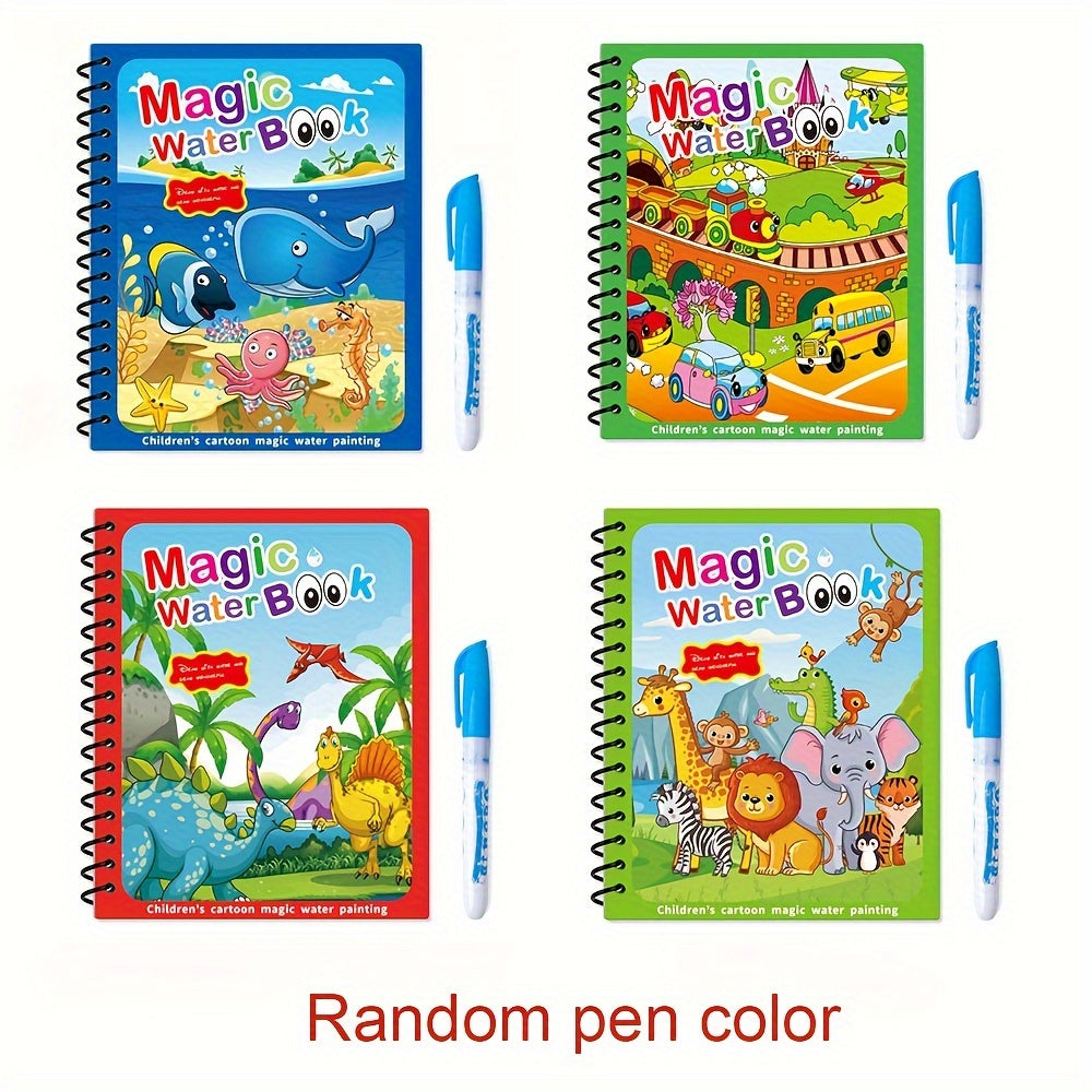 Water Coloring Book for Kids Ages 3 Plus Reusable Water Drawing Pad with Color Pen Educational Painting Activity