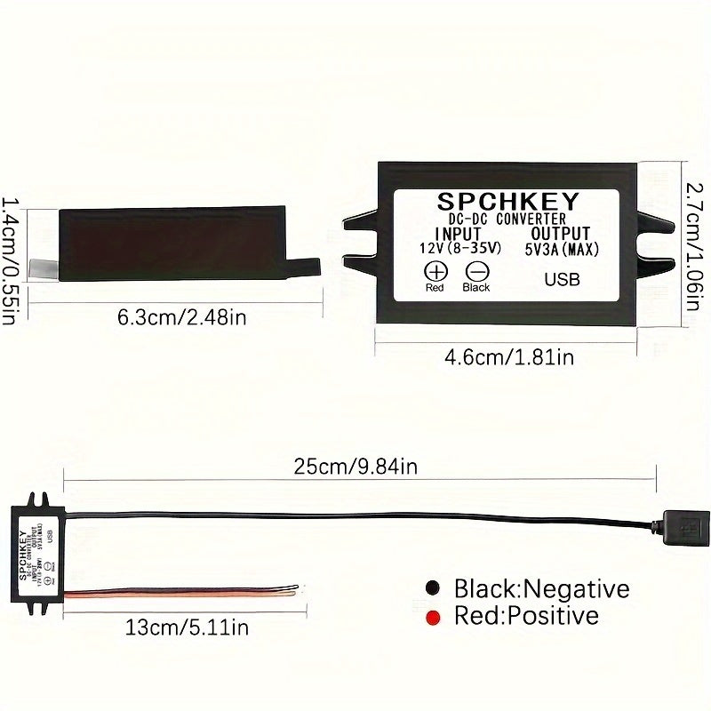 Convertidor de corriente continua 24V/12V a 5V con conector micro, fuente de alimentación de bajo voltaje