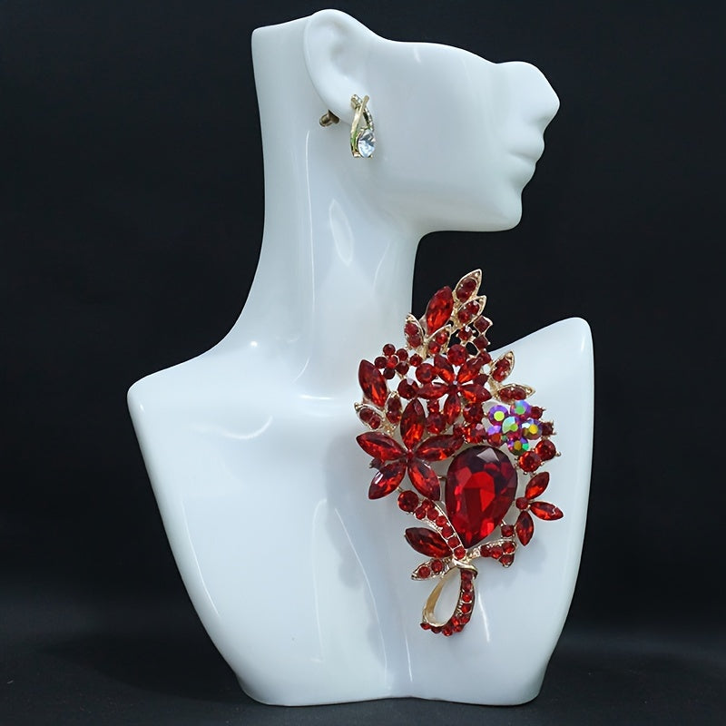 Flower-Shaped Rhinestone Brooch for Women, Elegant Lapel Pin for Dresses and Coats