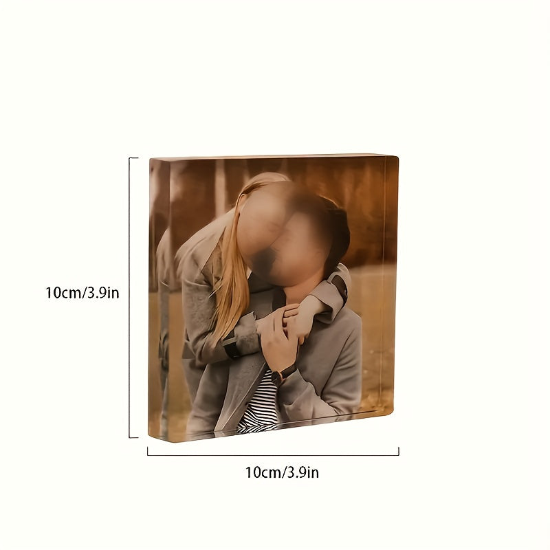 Custom Engraved Acrylic Photo Block for Desk Display Gift for Family Couples Pet Lovers