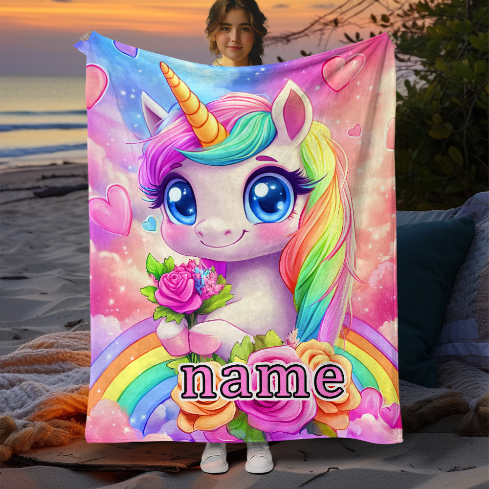 Personalized Mythical Creature Fleece Blanket Soft Cozy Gift for Sofa Bed Travel