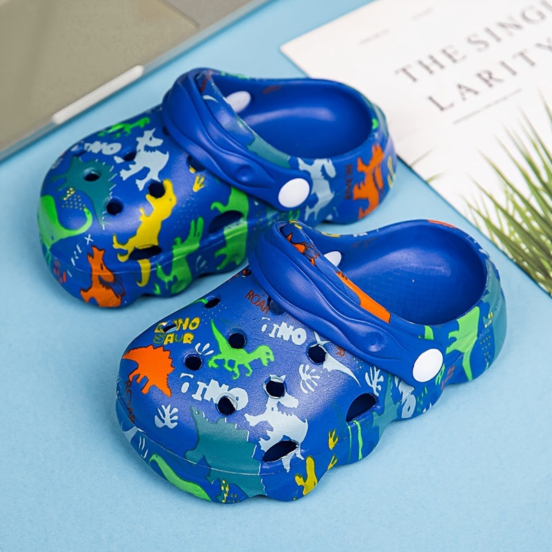 Kids Dinosaur Pattern Clogs Non-Slip Breathable EVA Slippers for Outdoor Activities